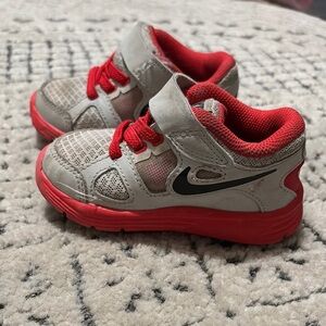 Nike Red and Gray Velcro Toddler Sneakers Sz 5